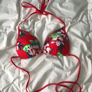 Red floral bikini top